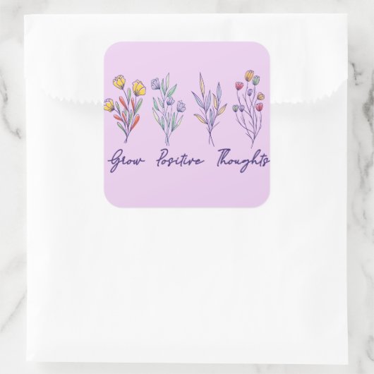 成長前向き思考ワイルドフラワーフローラ植物 スクエアシール (バッグ)