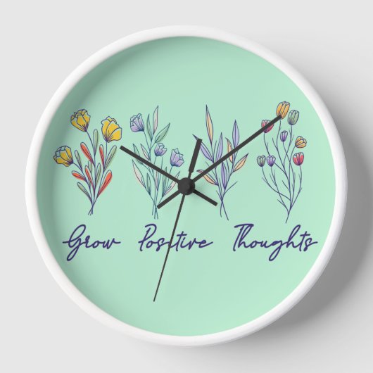 成長前向き思考ワイルドフラワーフローラ植物 壁時計 (正面)