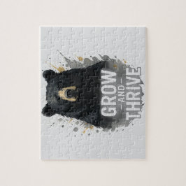 成長威厳のあるブラックベアアート ジグソーパズル