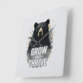 成長威厳のあるブラックベアアート スクエア壁時計 (傾斜)