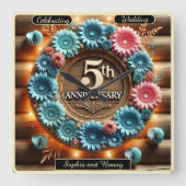 成長輪:5周年記念デザイン スクエア壁時計 (正面)