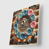 成長輪:5周年記念デザイン スクエア壁時計 (傾斜)