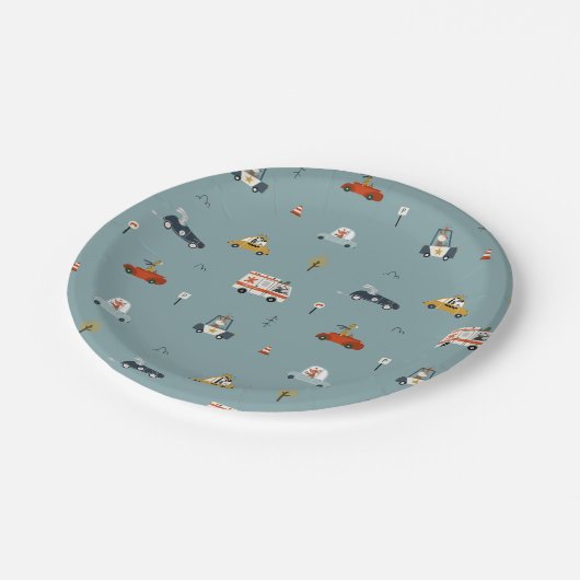 成長2つのファーストカー誕生日紙プレート ペーパープレート (アングル)