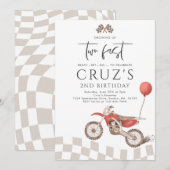 成長2高速イエローダートバイクボーイ誕生日 招待状 (正面/裏面)