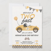 成長2高速イエローレースカー2nd誕生日 招待状 (正面)