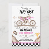 成長2高速ダートバイクサイクリング女の子誕生日 招待状 (正面)