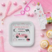 成長2高速フェスティバルピンクレースカー誕生日 ペーパープレート (パーティー)