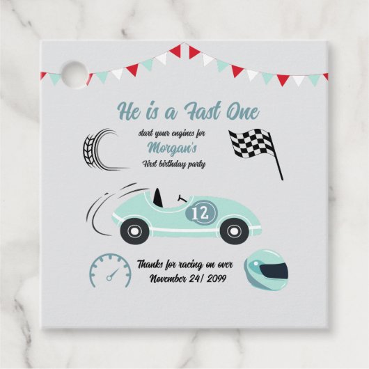 成長2高速フェスティバルブルーレースカー誕生日 フェイバータグ (正面)