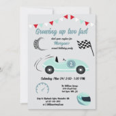 成長2高速フェスティバルブルーレースカー誕生日 招待状 (正面)