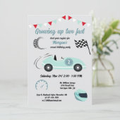 成長2高速フェスティバルブルーレースカー誕生日 招待状 (スタンド正面)