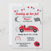 成長2高速フェスティバルレッドレースカー誕生日 招待状 (正面)