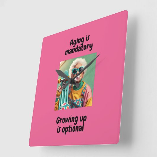 成長 スクエア壁時計 (傾斜)