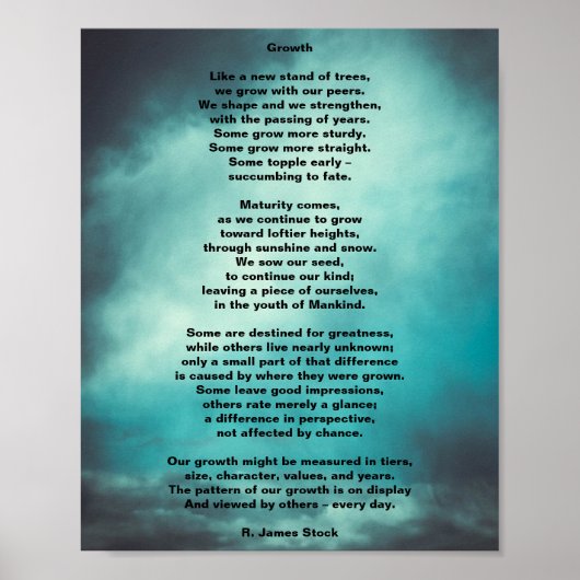 「成長」、8"x10"のオリジナル詩 ポスター (正面)