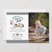 成長Two Fast Boy誕生日車のヴィンテージ写真 招待状 (正面)