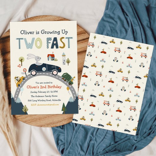 成長Two Fast Cars誕生日招待状 招待状