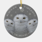 我々おもしろいは、フーットファミリーの雪のフクロウを持つ方法を知っている セラミックオーナメント (正面)