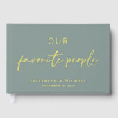 我々お気に入りのの民はセージ緑のホイル結婚ズ ゲストブック (正面)