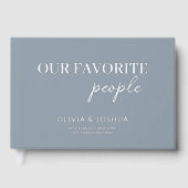 我々お気に入りのの民は埃っぽいブルー結婚シルバー ゲストブック (正面)