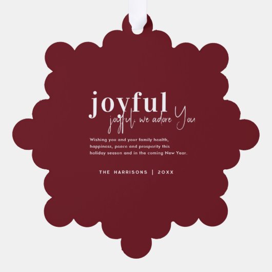 我々があなたを愛する喜び |クリスマスの賛美歌の休日の写真 オーナメントカード (裏面)