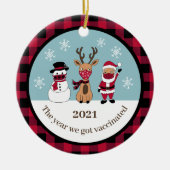 我々がおもしろいバッファローのプ得ライドの予防接種を行った年 セラミックオーナメント (正面)