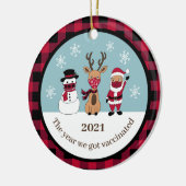 我々がおもしろいバッファローのプ得ライドの予防接種を行った年 セラミックオーナメント (左)