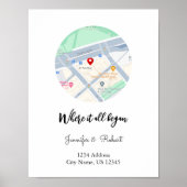 我々がマップに出会った場所 |パーソナライズされた記念日 ポスター (正面)