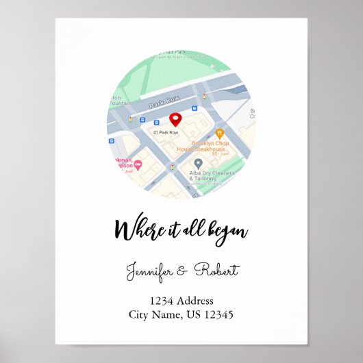 我々がマップに出会った場所 |パーソナライズされた記念日 ポスター (正面)