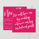 我々がラズベリー延期のカードをハグ結婚できる場合 招待状 (正面/裏面)