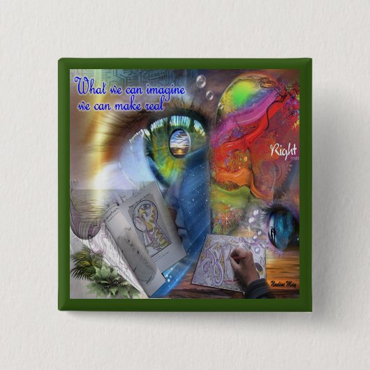 我々が作想像ること実在は 缶バッジ (正面)