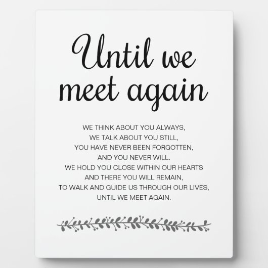 我々が再び記念モダン碑に結婚会うまで フォトプラーク (正面)