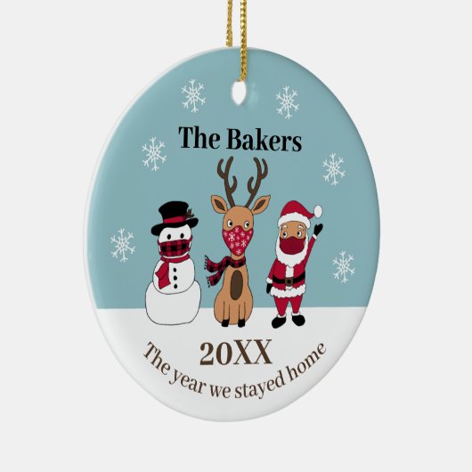 我々が家に滞在した年サンタおもしろいトナカイ セラミックオーナメント (右)