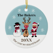 我々が家に滞在した年サンタおもしろいトナカイ セラミックオーナメント (正面)