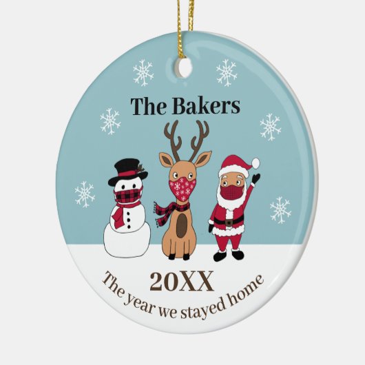 我々が家に滞在した年サンタおもしろいトナカイ セラミックオーナメント (左)