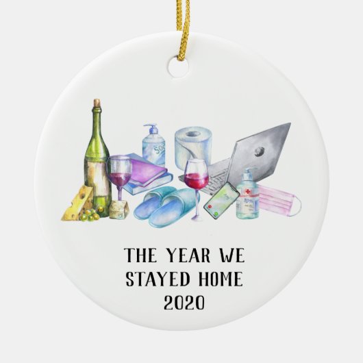 我々が家に滞在した年2020コビディクリスマスワイン セラミックオーナメント (正面)