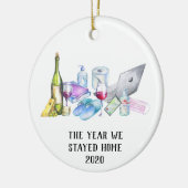 我々が家に滞在した年2020コビディクリスマスワイン セラミックオーナメント (左)