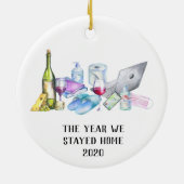 我々が家に滞在した年2020コビディクリスマスワイン セラミックオーナメント (裏面)