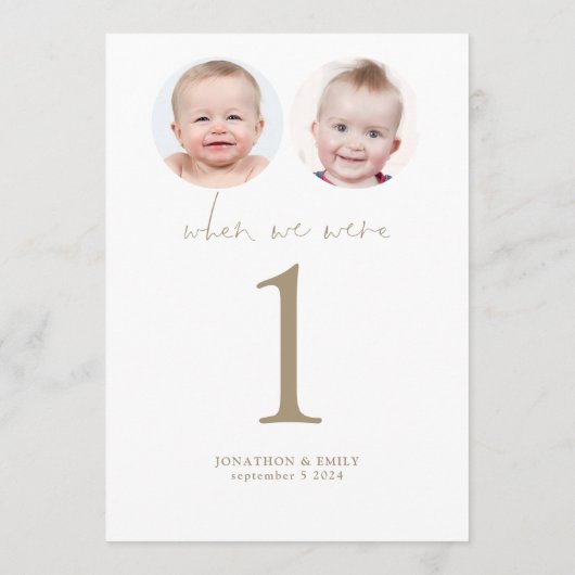 我々が年齢写真のテーブ結婚ル番号金ゴールドだった時 招待状 (裏面)