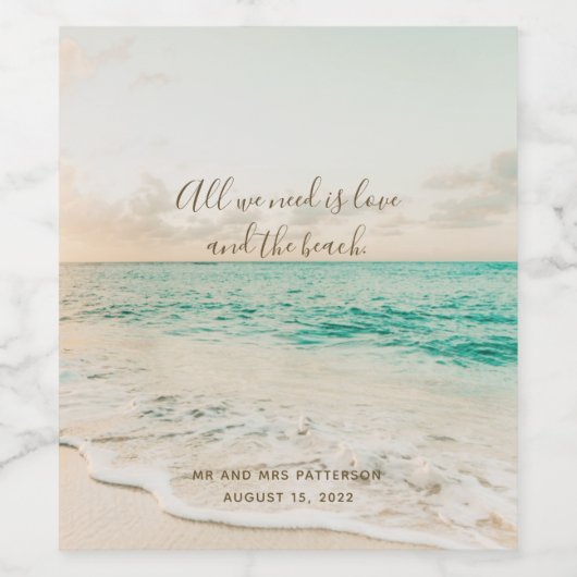 我々が必要なのは愛とビーチ引用文結婚の ワインラベル (シングルラベル)