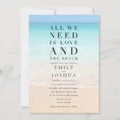 我々が必要なのは愛とビーチ結婚式 招待状 (正面)