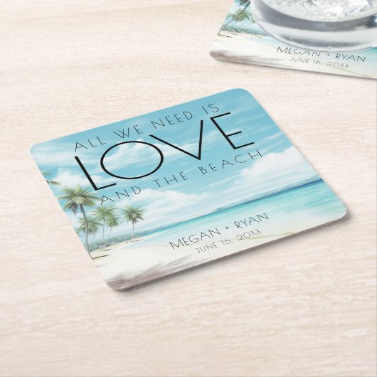 我々が必要なのは愛ビーチ結婚式 スクエアペーパーコースター (アングル)