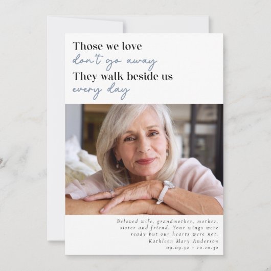 我々が愛する人々はサービスの写真遠くにの順序に行かない 招待状 (正面)