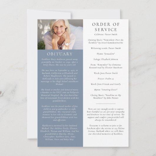 我々が愛する人々はサービスの写真遠くにの順序に行かない 招待状 (裏面)