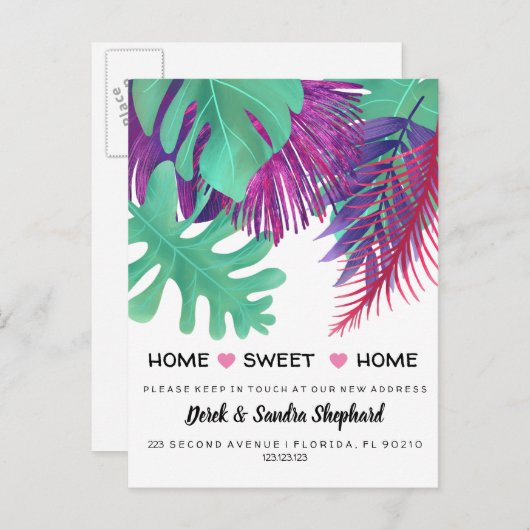 我々が熱帯に移動した住所の変更 案内ポストカード (正面/裏面)