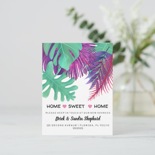 我々が熱帯に移動した住所の変更 案内ポストカード (スタンド正面)