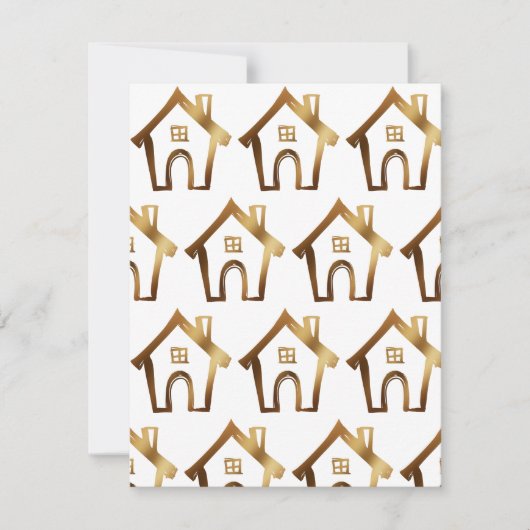 我々が移動した小さな家金ゴールドと白いカード 招待状 (正面)