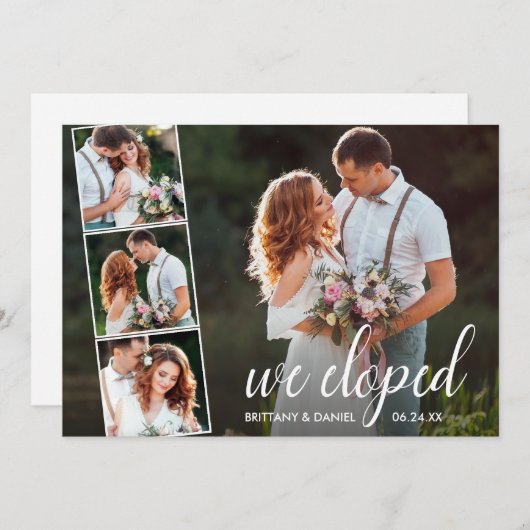 我々が駆け落ちた4つの写真結婚の書道 案内状 (正面/裏面)