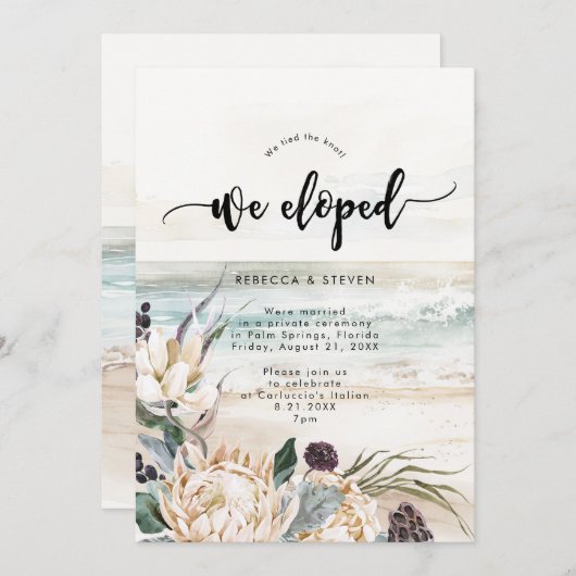我々が駆け落とした熱帯ビーチフローラプロテア 招待状 (正面/裏面)