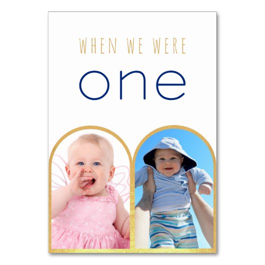 我々が1つの写真金ゴールドアーチモダンの結婚時 テーブルナンバー (裏面)