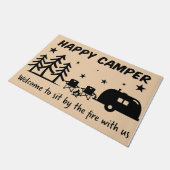 我々と一緒に火の前に座って歓迎 ドアマット (アングル)