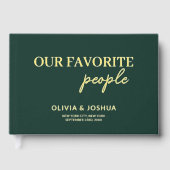 我々のお気に入りの民エメラルドグリーン結婚金ゴールド ゲストブック (正面)